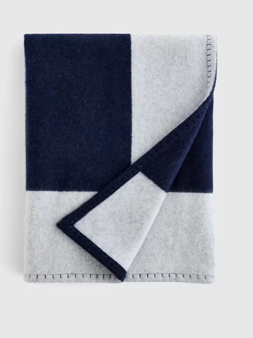 Merino Wool & Cashmere Luxury Throw navy and gray 50 x 60